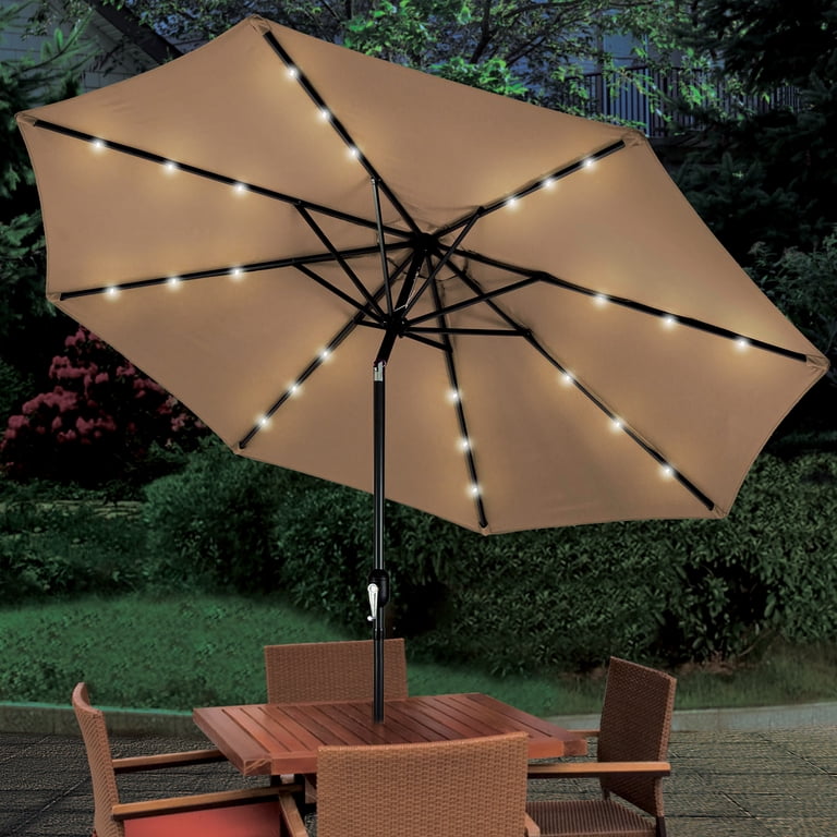 amazon led patio umbrellas with led lighting Umbrella String Lights 16 Color Changing and 12 Modes, Remote Control 104 Ultra Bright Beads Waterproof Battery and USB Operated with 8 Light Strings for Patio Camping Tents Layer umbrella design enhances air circulation under the umbrella Mainstays Solar Powered 72-Count Warm