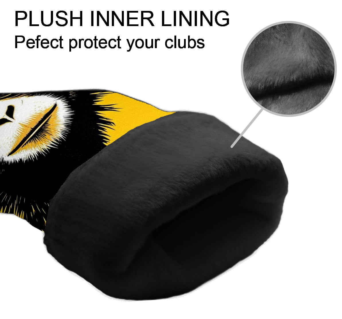 Golf Club Covers, Monkey Yellow Premium PU Leather Driver Hybrid Putter Head Covers with Velvet Lining, Waterproof Golf Gifts for Men Women