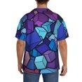 thumbnail image 3 of Lsque Geometry Dash print Men's Cuban Collar Short Sleeve Shirt Summer Beachwear Casual Button Down Fashionable Vacation Leisure Shirt-Medium, 3 of 7