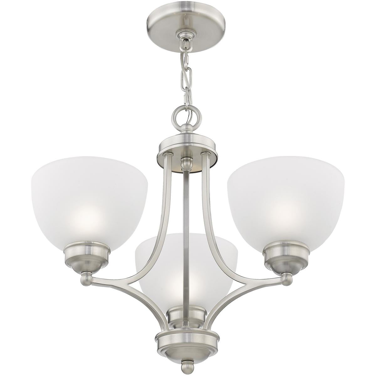 3 Light Brushed Nickel Chandelier with Satin Glass Shade