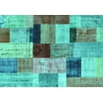 thumbnail image 1 of Ahgly Company Machine Washable Indoor Rectangle Patchwork Turquoise Blue Transitional Area Rugs, 8' x 10', 1 of 4