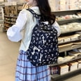 thumbnail image 5 of HUISZJ Bow Print School Backpack, Creative Preppy College Backpack, Middle School Bag for Travel Commute Work (Black), 5 of 9