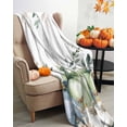 thumbnail image 2 of Fleece Blanket Thanksgiving Pumpkin Green Eucalyptus Leaf Blankets, Soft Cozy Warm Flannel Throw Blanket, Flower on White Blanket for Bed Couch Sofa,40x60In, 2 of 7