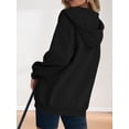thumbnail image 6 of Women'S Full Zip Up Fleece Hoodie Soft Winter Jacket Casual Oversized Pullover Sweatshirt with Button Front Cozy Black L, 6 of 7