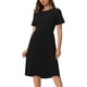 thumbnail image 1 of VESTIDO PLISADO EN A DE INSPIRE CHIC PARA MUJER, MANGA CORTA, VESTIDO MIDI PARA TRABAJAR, TALLA XL, NEGRO, 1 of 6