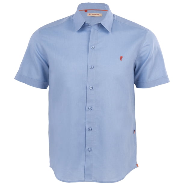 Camisa manga corta lisa Poui Azul Costavana Poui Placid Blue