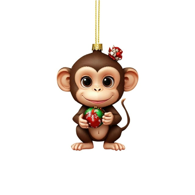 Colgante Para Árbol De Navidad Colgante De Mono Colgante Navideño Adornos Apilables De Libros Mono Navideño Sosteniendo Adornos Acrílicos Navideños Adornos De Año Nuevo A