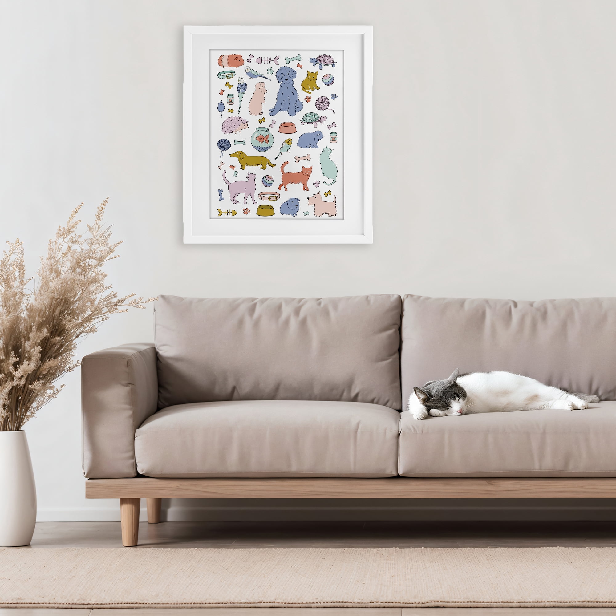 Stupell Industries Pet Shop Menagerie White Framed Print Under Glass, design by Bethany Sandoval