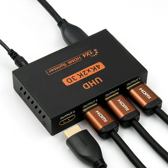 HDMI Splitter 1 in 4 Out, 1x4 HDMI Splitter Support 4K@60Hz Full HD 1080P & 3D, Compatible with Xbox PS3/4 Roku Blu-Ray Player