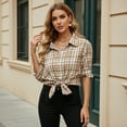 thumbnail image 6 of Flannel Fall Shirts for Women Casual Plaid Tops Long Sleeve Button Down Shirts, 6 of 7