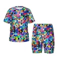 thumbnail image 1 of Fotbe Colorful Tie Dye Stained Glass 2 Pijama Estampada de 2 Piezas para Niños – Ropa de Dormir de Manga Corta Cómoda para Niños y Niñas, Camiseta y Shorts de Algodón-Large, 1 of 6