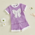 thumbnail image 7 of HCNTES Kid Summer Clothes Toddler Baby Girl Outfit Sets Short Sleeve T-shirt Elastic Waist Shorts 2 Piece Short Set Summer Pjs For 0-24 Months 2t 3t 4t 5t 6t 7t Children, 6-12 Months, 7 of 7