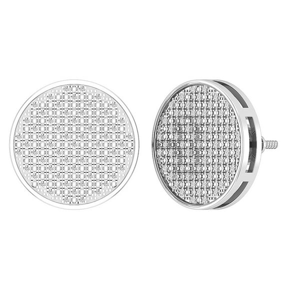 Dazzlingrock Collection Round White Diamond Disc Mens Hip Hop Iced Screwback Stud Earrings (0.25 ctw, Color I-J, Clarity I2-I3) in 10K White Gold