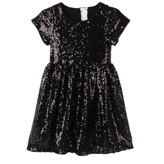 XXWXYD Toddler Girls Sequins Dress Short Sleeve High Waist Swing Par𝗍y Holiday Wedding Prom Dance Sparkly Festive Gown Glitter Pageant 1-8 Years