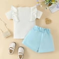 thumbnail image 4 of Children's Casual Girls' Short Sleeved Ruffled Bow Top With Lace Up Shorts Set Boys Clothes Sets Bowtie Boys Baby Boys Gentleman Outfit Suit Sets, 4 of 9