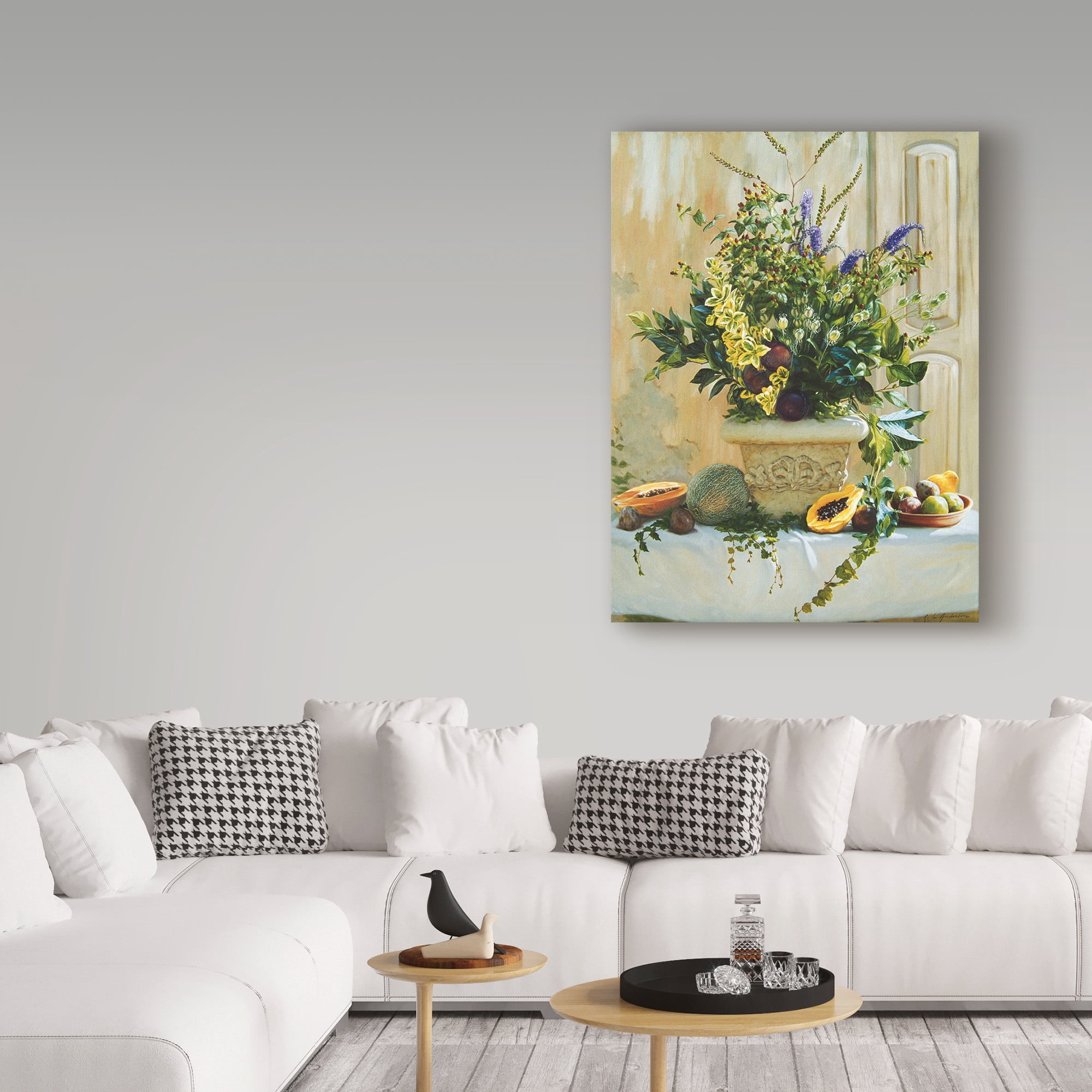 Trademark Fine Art 'Green Floral' Canvas Art by Robin Anderson