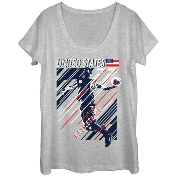 Women's Lost Gods United States 77 Basketball Scoop Neck Athletic Heather X Large