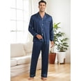 thumbnail image 2 of DARING DIVA Men's 2-Piece Homewear Button Down Long Sleeve Shirt L Navy Blue, 2 of 6