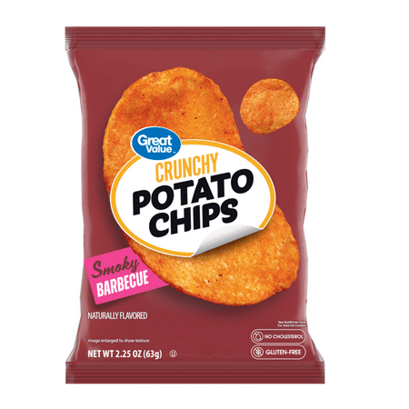 Great Value BBQ Potato Chips 2.25oz Bag P65