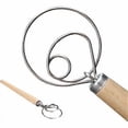 thumbnail image 2 of Set of 2 Danish Dough Whisks 13.5" Dutch Style Stainless Steel Dough Whisk Wooden Handle Bread Whisk Danish Whisk, 2 of 4