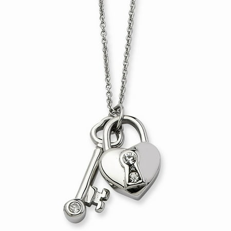 Gold Polished Lock Charm - ICE CARATS Stainless Steel Heart Lock Key Withcz 2 Inch Extension Chain Necklace Pendant Charm S/love Fashion Jewelry Ideal Gifts For Women Gift Set From Heart