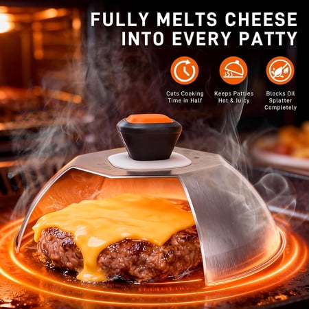 Smash Burger Press Kit – Burger Press Melting Dome Grill Spatula Hamburger Press Tools for Flat Top Griddle Grill Cooking Bacon Steak$$Garden & Patio