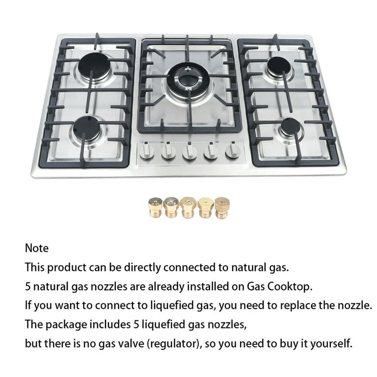 Hothit 34 Inch Gas Cooktop with Griddle, 5 Burner Gas Stove top, Cook top  stove gas with Cast Iron Griddle, Natural Gas/Propane Gas