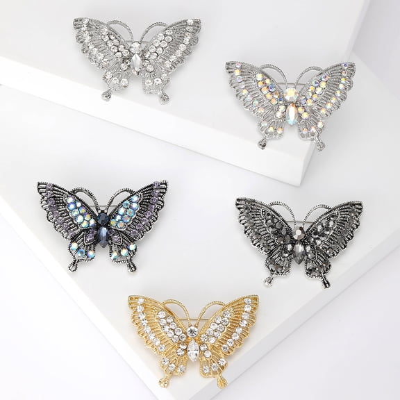Xinyolin Women's Retro Butterfly Brooch - Rhinestone-Decorated, Anti-Slip, Wear-Resistant, Versatile for Jackets, Hats, Scarves, & Garment Accessories, Perfect for Proms & Parties