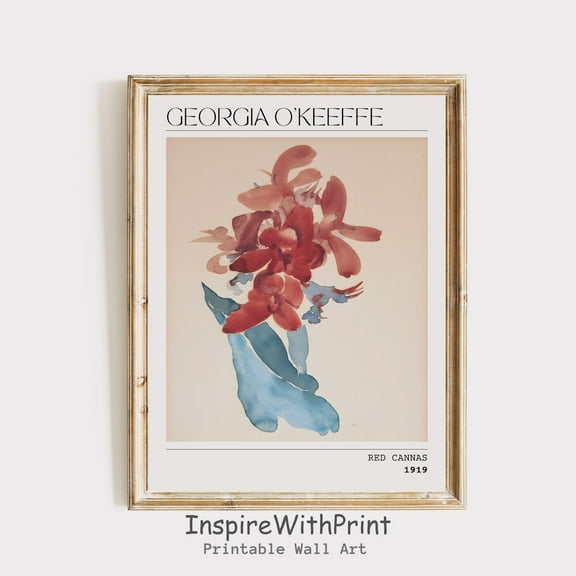 Georgia O'Keeffe Flower Art, Red Flower , Contemporary Art Poster, Modern Wall Art, Red Floral Art Printable Georgia O'Keeffe Print, Size 8x12 UNFFRAMED