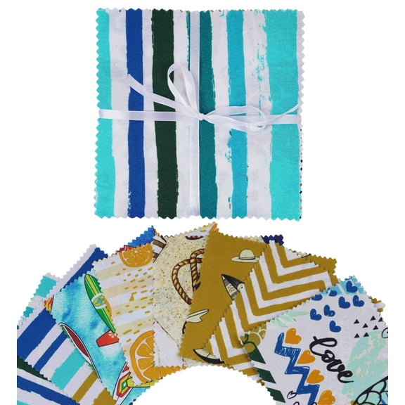 Soimoi Summer Print Precut 5-inch Cotton Fabric Quilting Squares Charm Pack DIY Patchwork Sewing Craft- Multicolor