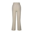 thumbnail image 5 of abtuhar Womens Wide Leg Pants,Womens Pants,Solid Linen Drawstring Elastic Waist Long Wide Leg Pants Beige, 5 of 5