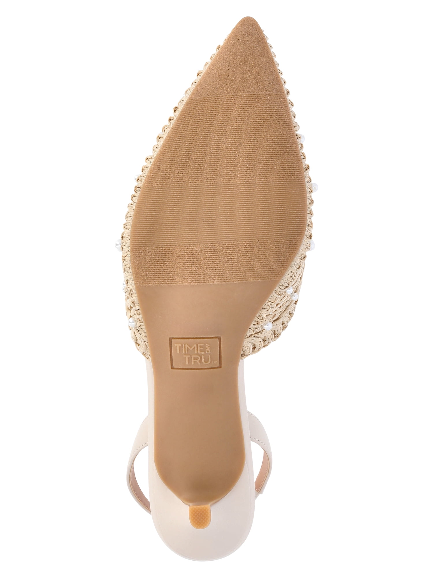 Time and Tru Women's Beaded Raffia Kitten Heels