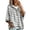 Gray women hooded striped sweater a1, variant on Aaihamo Women's Fall Winter 3/4 Sleeve Striped Sweaters Casual Loose Fit Hooded Tops Cozy Loungewear Knit Pullover for Daily Wear, Light Blue 2XL