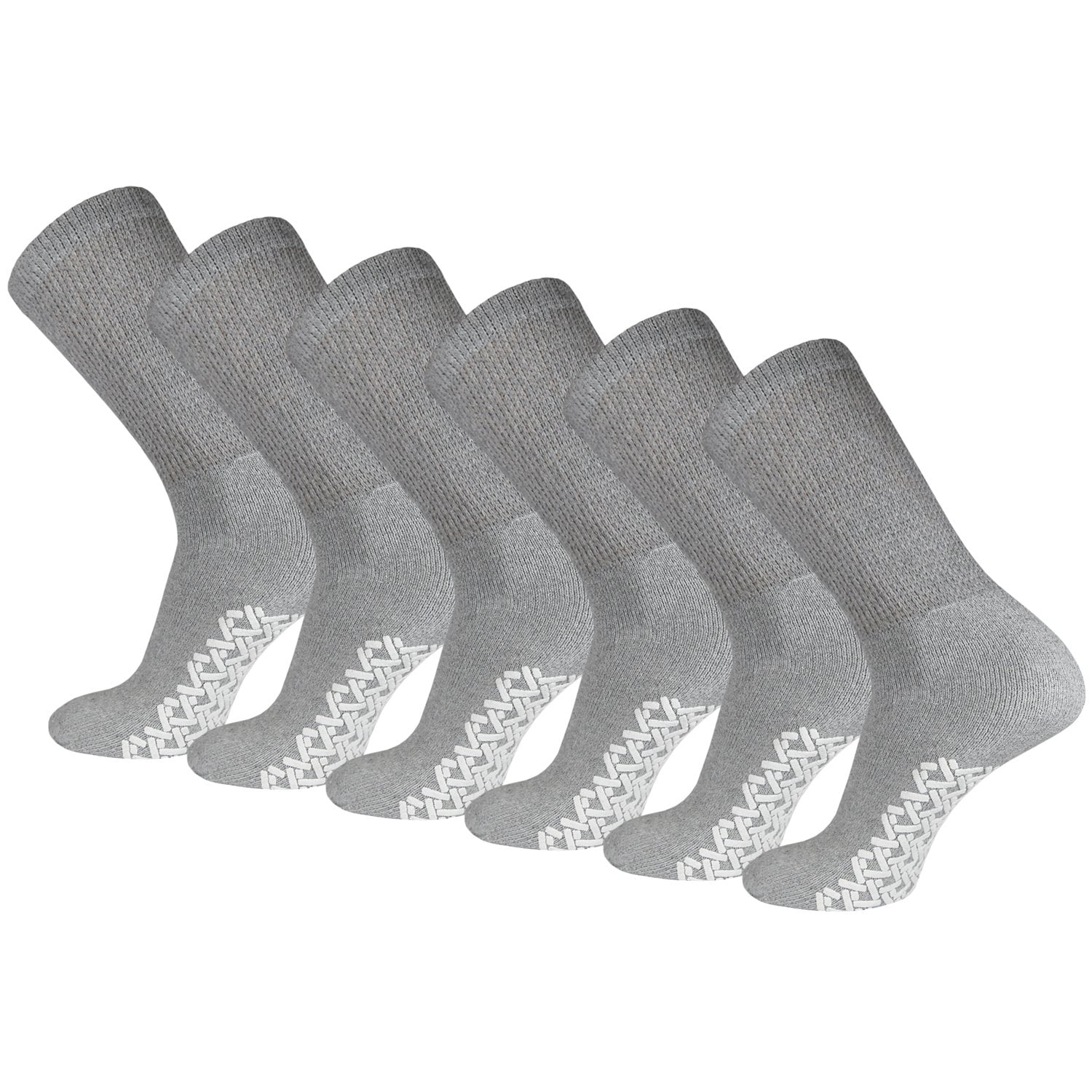 6 Pairs of Non-Skid Diabetic Cotton Crew Socks with Non Binding Top ...