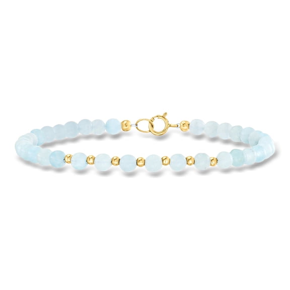 Ross-Simons 20.00 ct. t.w. Aquamarine Bead Bracelet in 10kt Yellow Gold, Women's, Adult