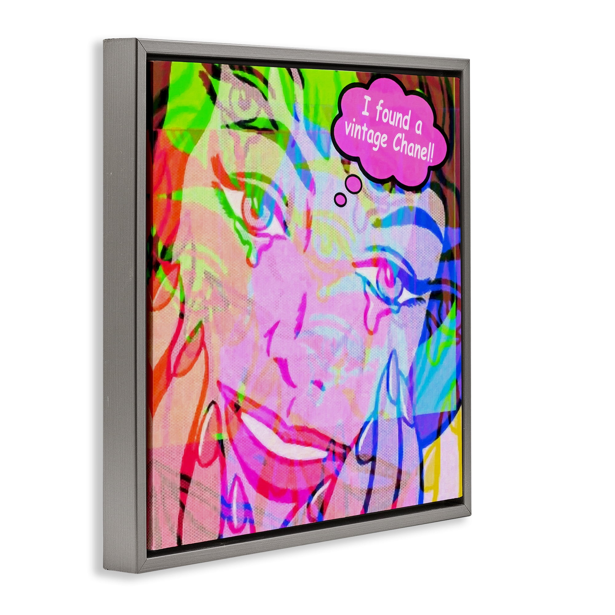 Stupell Industries Pop Style Fashionista Abstract Painting Gray Floater Framed Canvas Art Print Wall Art, 25 x 25