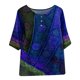 thumbnail image 3 of Blusa informal de manga corta con cuello redondo para mujer con estampado de botones y camisetas sueltas Pompotops hfajkhk128877, 3 of 3