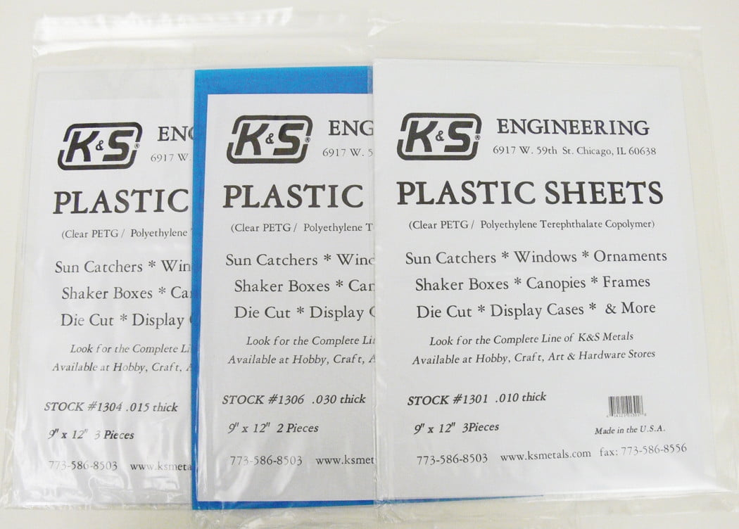 K&S Engineering Plastic Sheet, 0.010in x 9in x 12in, 2/Pkg.