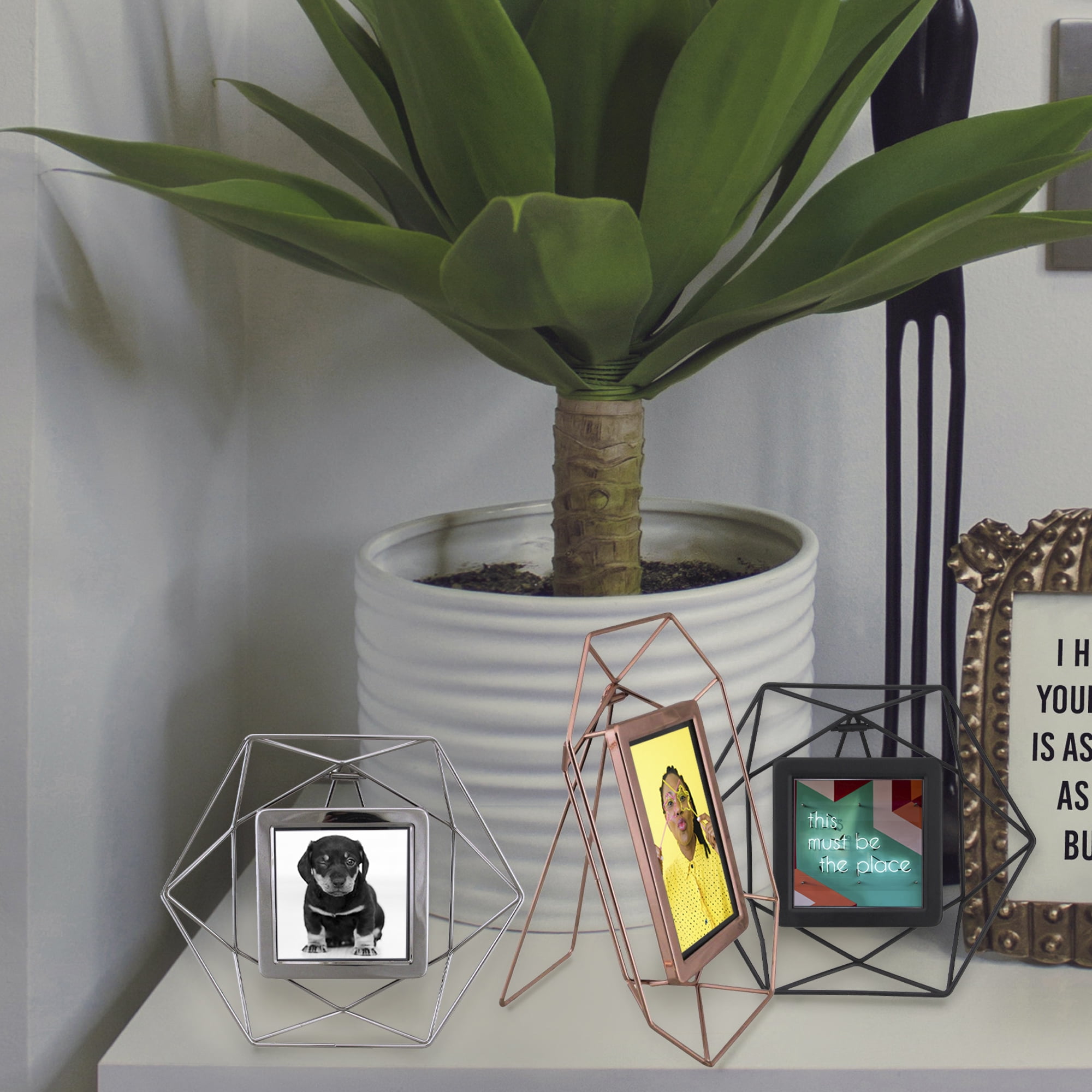 Northlight Hexagonal Metal Picture Frame with Easel Stand - for 4" x 4" Photo - 8" - Black