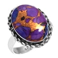 thumbnail image 1 of 925 Silver Ring For Women - Girls Copper Purple Turquoise Stone Silver Ring Size 11.5 Boho Silver Ring Size 11.5 Gift For Women On Engagement 925 Silver Jewelry With Gemstone, 1 of 6