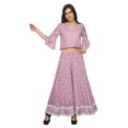 thumbnail image 5 of Moomaya Printed Long Palazzo And V- Neck Crop Top Set For Women Ethnic Dresses, 5 of 6