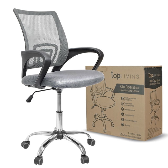 Silla para oficina TOPLIVING Fácil de armar Silla economica ergonomica ejecutiva Gris