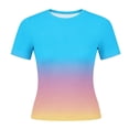 thumbnail image 5 of Fengqque Womens Summer Short Sleeve Crop Tops Crewneck Cap Sleeve T Shirts Loose Fit Basic Tees Sky Blue M(M), 5 of 5