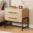 thumbnail image 2 of Nightstand con cajones light wood bedside mesa con almacenamiento de anchura side mesa con metal legs-moderno mid-century night stand para dormitorio o sala de estar, 2 of 6