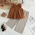 thumbnail image 4 of ZACPNCV Toddler Girl Clothes 2 Piece Girls Outfits Set Sleeveless Top and Wide Leg Pants Sets for Spring Summer Coffee 7-8 Years, 4 of 9
