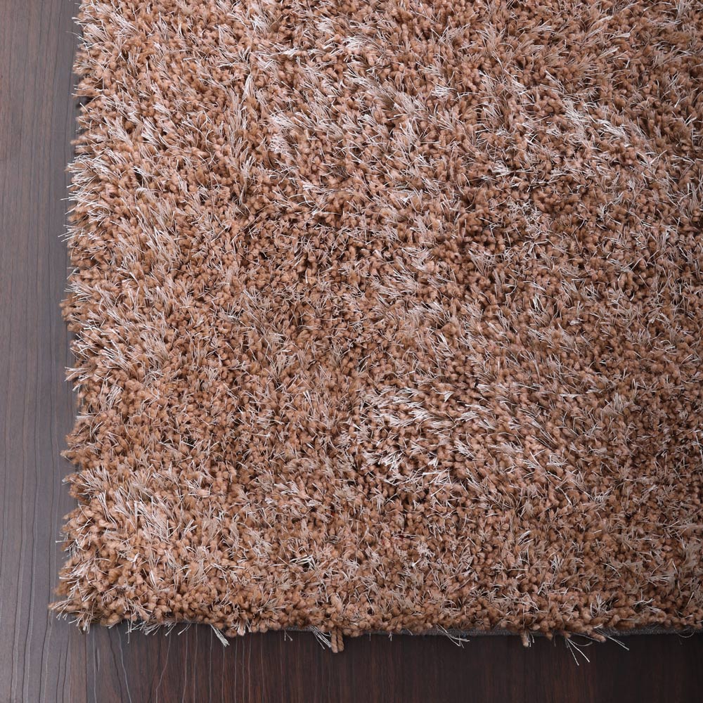 Rugsotic Carpets Hand Tufted Shag Polyester Eco-Friendly Area Rugs - 2'6''x10', Runner, Beige, Plain Solid Design, High Pile Handmade Anti Skid Rugs for Living Room, Bed Room K00111