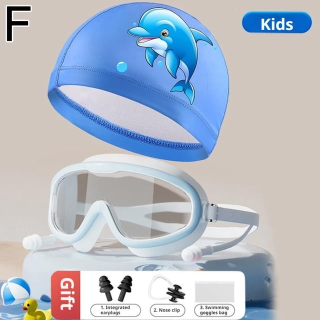 Children's Silicone Swimming Cap with Anti-Fog Goggles - One Size Fits Most