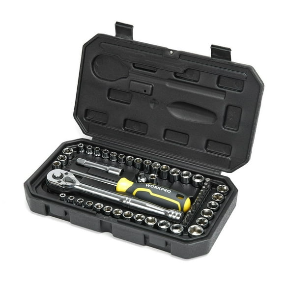 WorkPro Socket Set -54 Piece,Ratchet Handle,Screwdriver Bit Handle