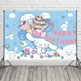 thumbnail image 4 of Cinnamoroll-decoración para fiesta de cumpleaños de niño y niña, suministros de vajilla, taza, mantel, número, globo, adorno para pastel, telón de fondo, 4 of 5