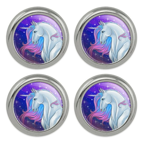 Majestic Unicorn Pink Purple Blue Metal Craft Sewing Novelty Buttons - Set of 4